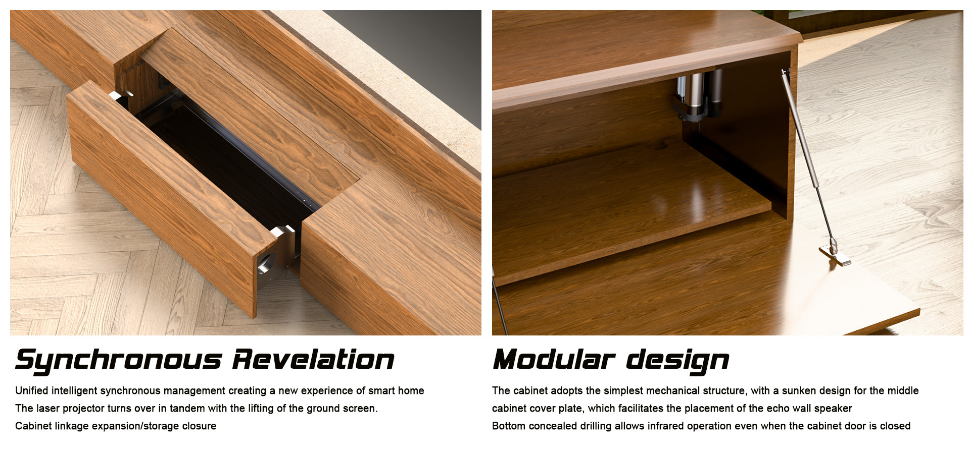 PerfecTisan Bundle-Projector&Floor Rising Projector Screen&Motorised Laser TV Cabinet